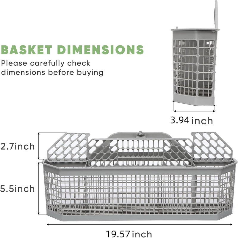 BIHARNT WD28X10128 Universal Dishwasher Utensil Silverware Cutlery Basket Compatible with GE Whirlpool Kenmore Maytag Frigidaire KitchenAid Samsung LG Dishwasher,Part No.WD28X10127, WD28X10131 - Image 3